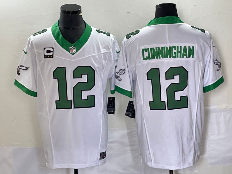 Men Philadelphia Eagles #12 Cunningham White Nike Throwback Vapor Limited NFL Jersey->philadelphia eagles->NFL Jersey